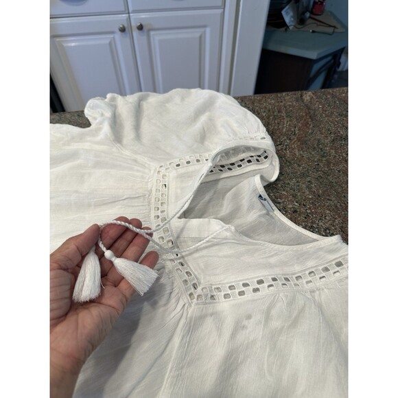 Old Navy Dress Women S White Mini Flutter Sleeve Anglaise Broderie Pockets - Picture 8 of 11